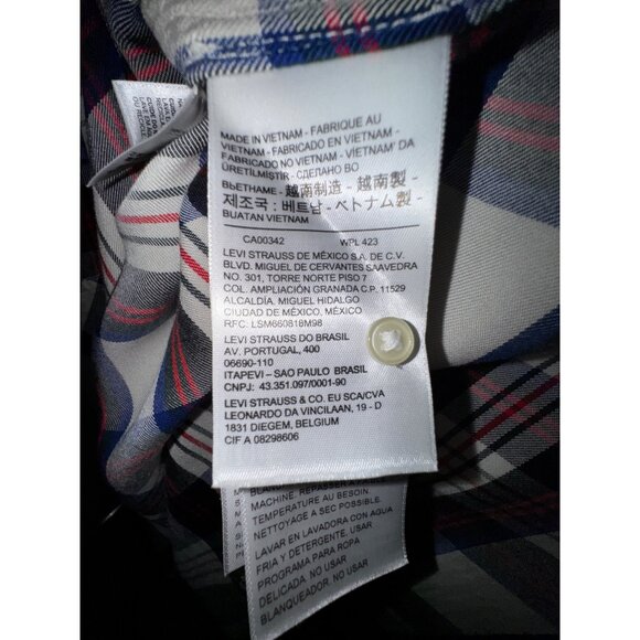 Levis Plaid Longline Button-Up Shirt Dress Western Ranch Plus Size 1X Cowboy - Picture 7 of 9